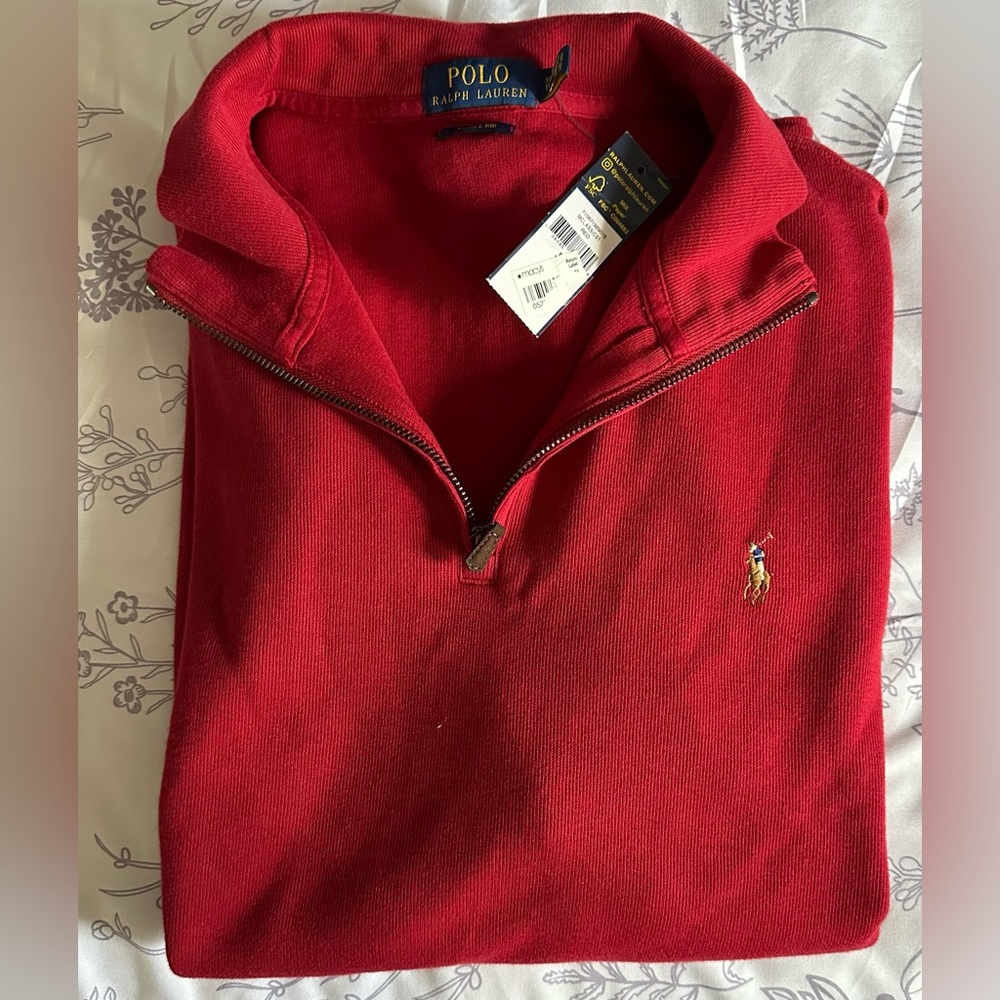 NWT - POLO RALPH LAUREN Men's Classic Estate-Rib Quarter-Zip Pullover Sweater
